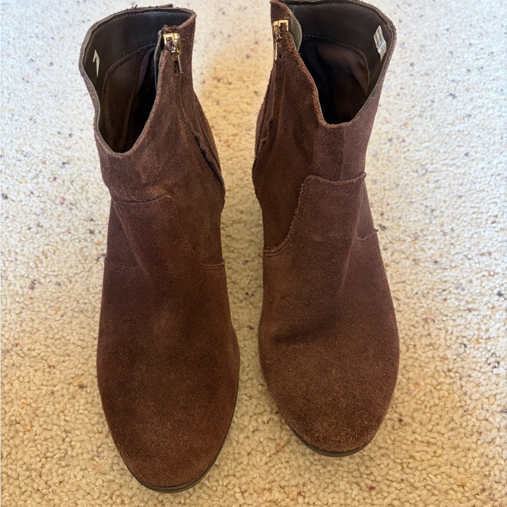 CROCS Brown Suede Ankle Booties with Side Zips